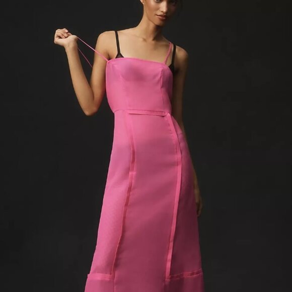 Anthropologie Sheer Paneled Midi Dress - Picture 2 of 11